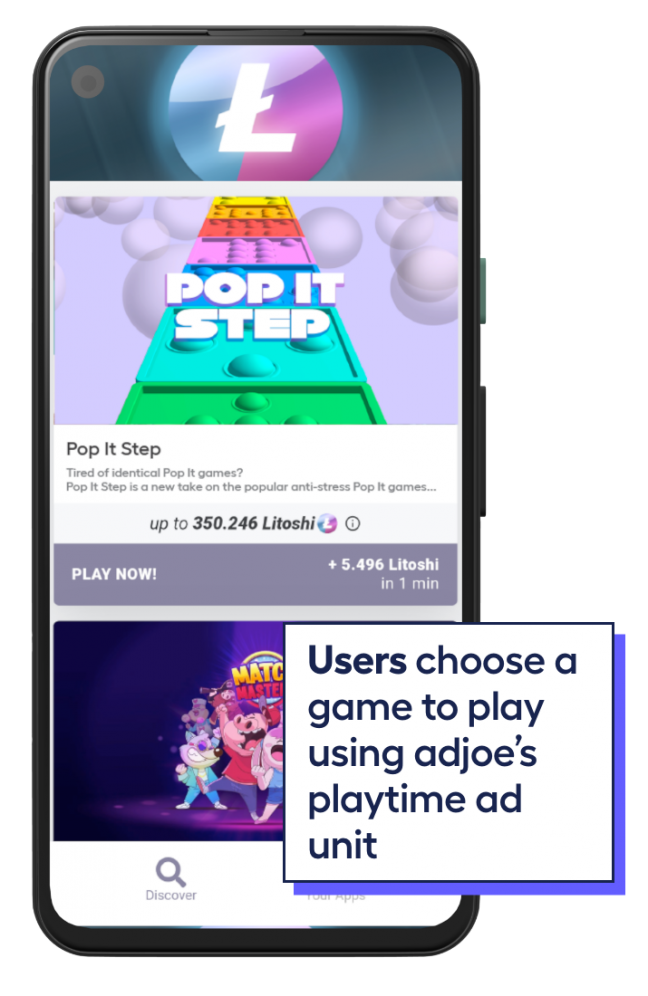 phone screen of user being presented with advertiser games in Playtime offerwall