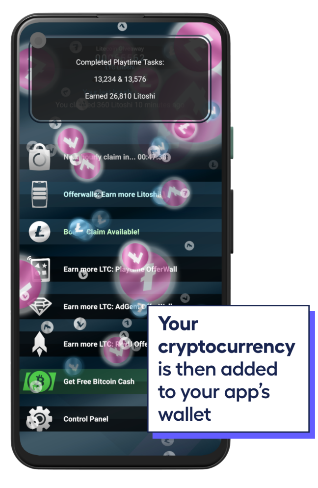 phone screen showing cryptocurrency being sent to Bitcoin aliens app