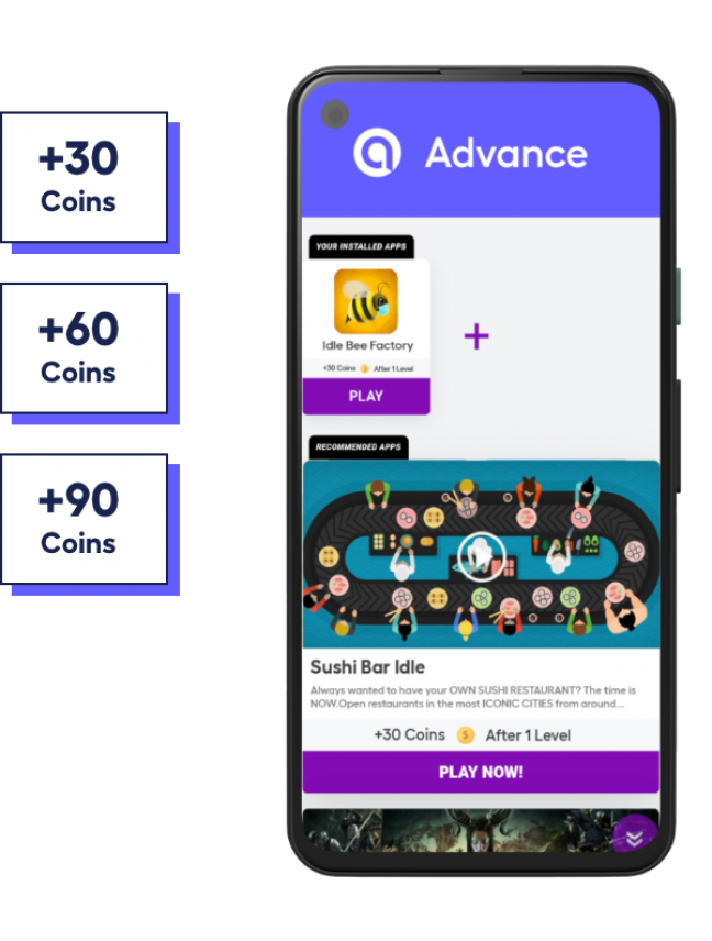 phone mockup of Green Panda Games with more coins