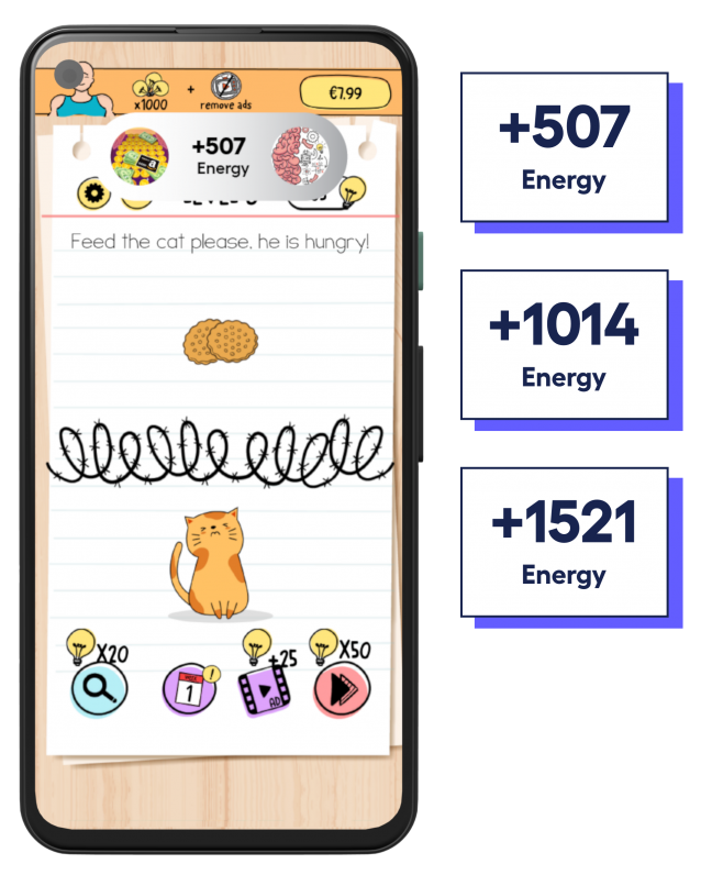 Phone screen with Unico Studio game showing how Playtime rewards users with points