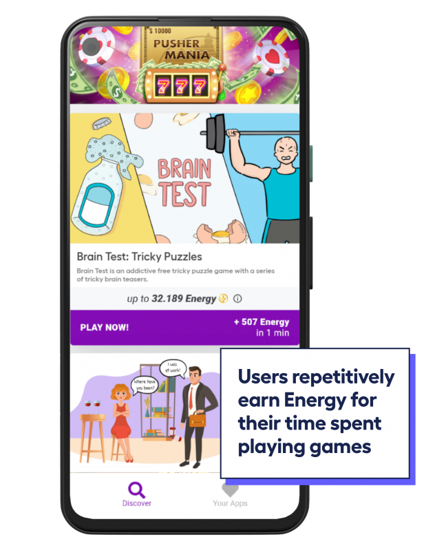 Phone screen with Unico Playtime offers