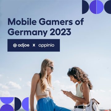 report image of two women outdoors looking at a phone with decorative title: mobile gamers of germany 2023