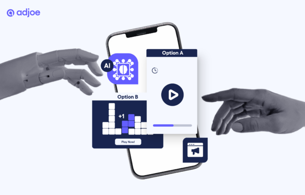 robot hand and human hand reaching for mobile ad creatives