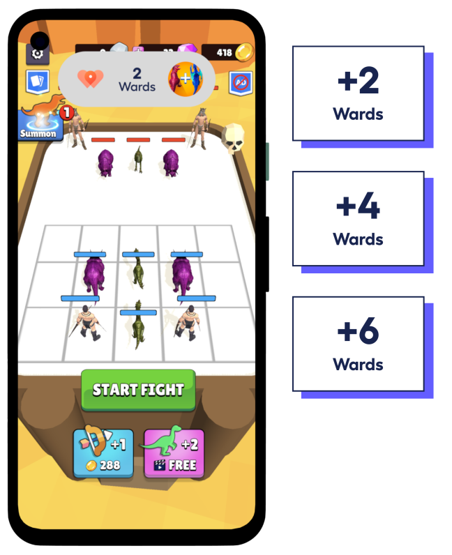 phone screen mockup showing homa games and earning rewards with playtime