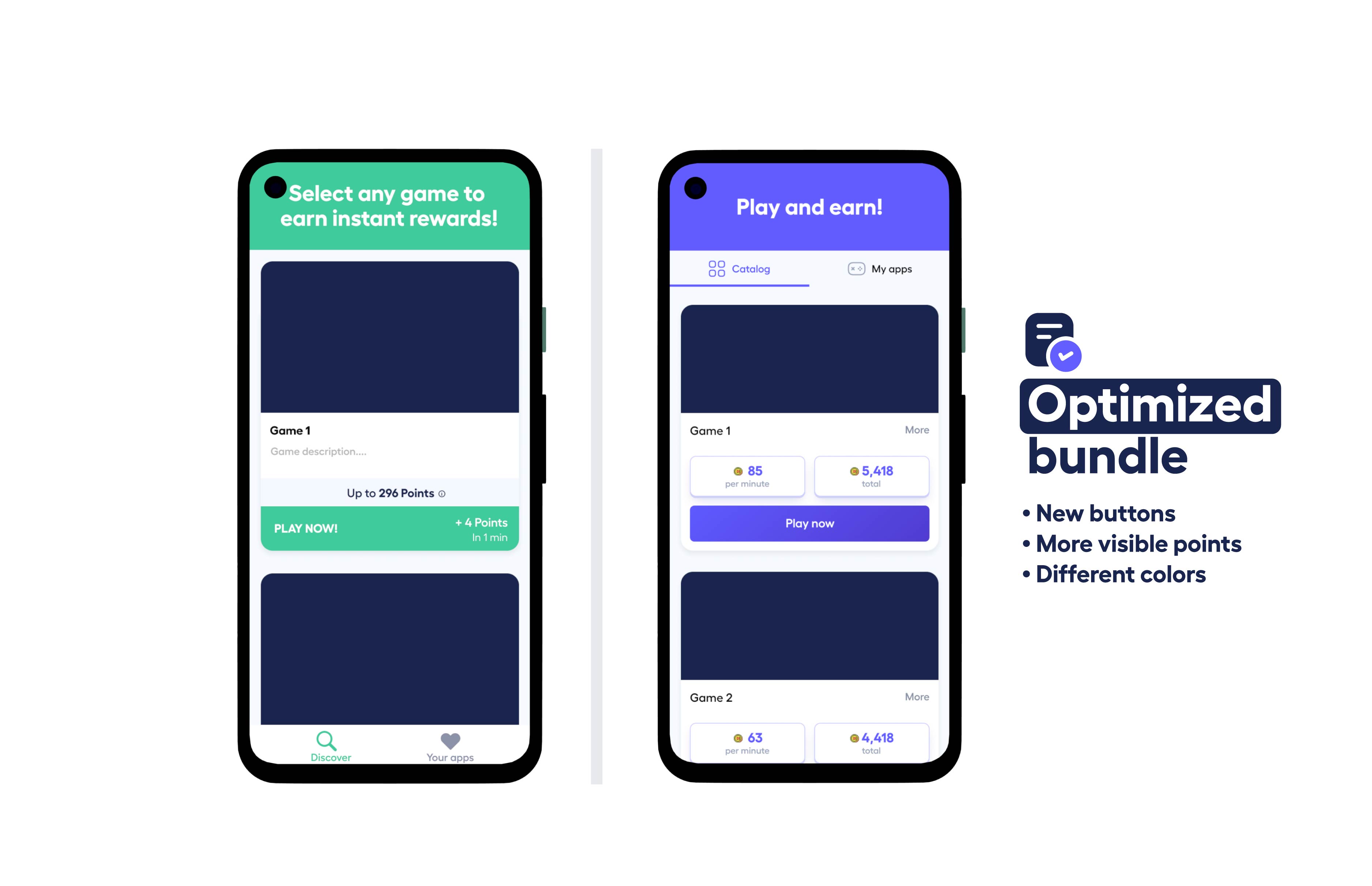 mockup of two phone screens that are undergoing mobile ab testing