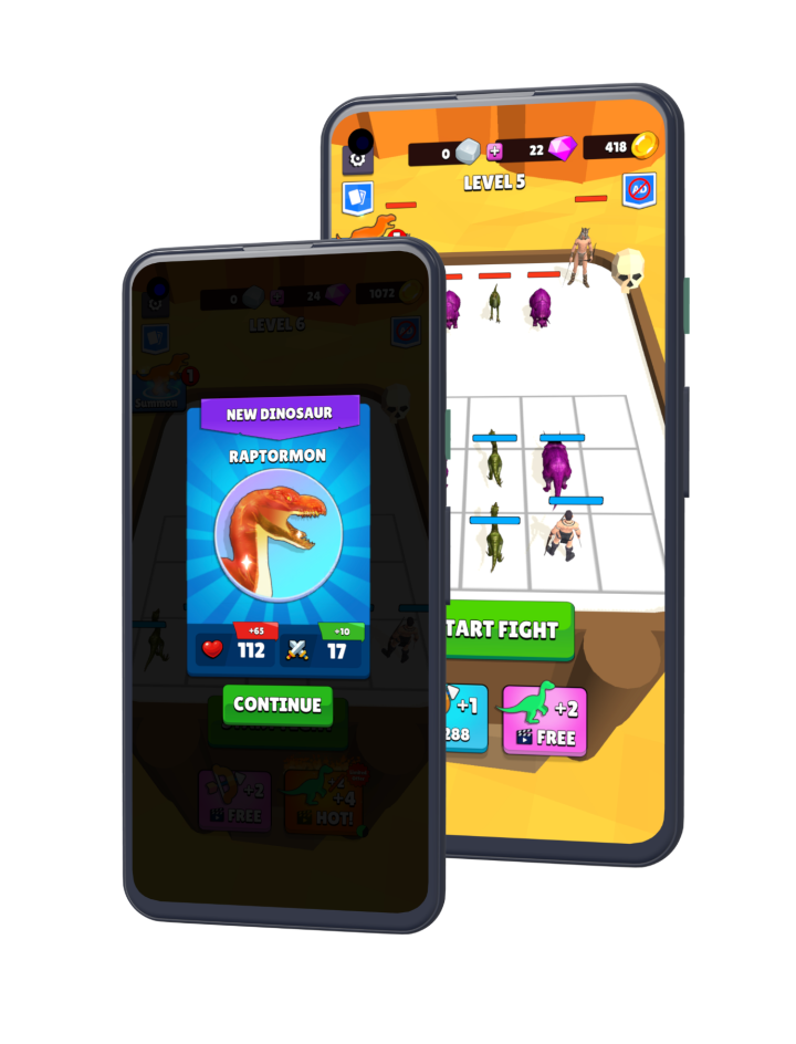 two phone screens on top of each other displaying app