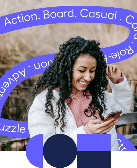 A women smiling looking at the phone