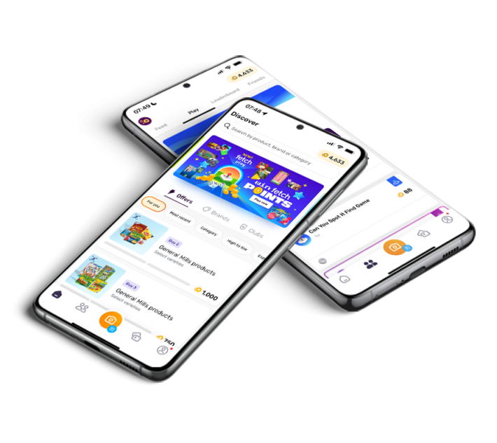 Two phones on top of each other with Fetch app