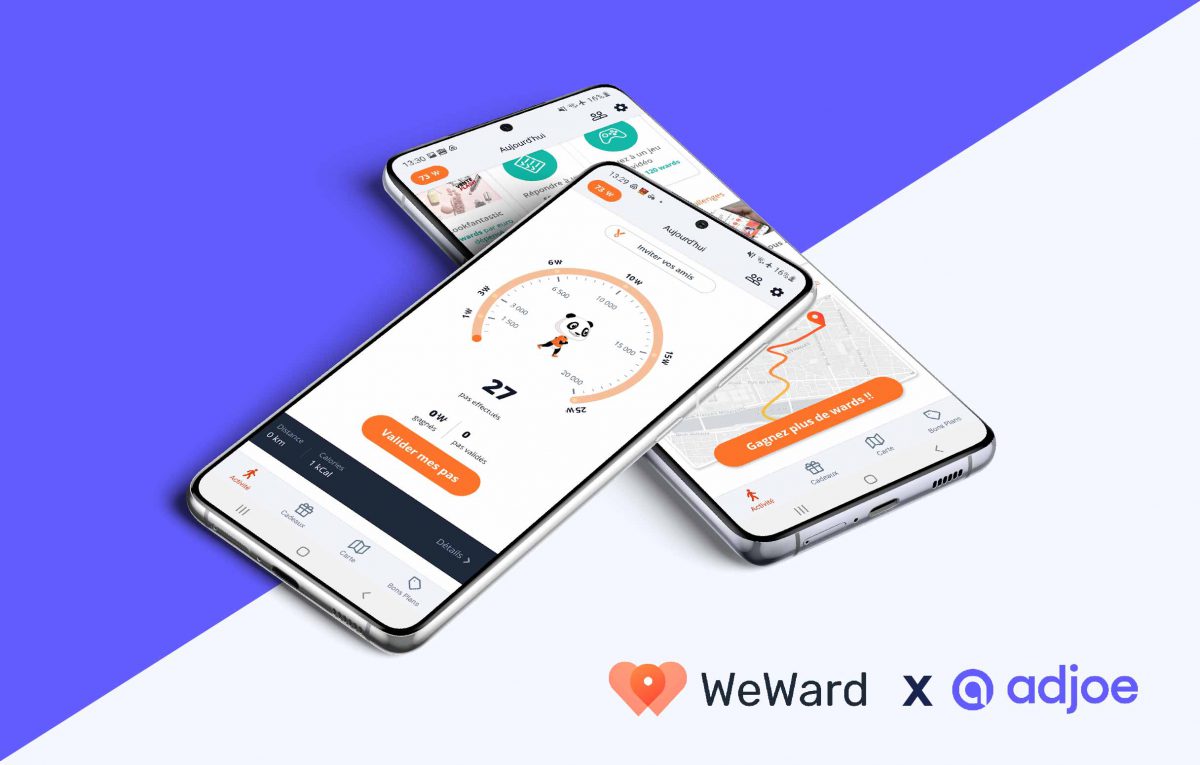two phone screens with weward app