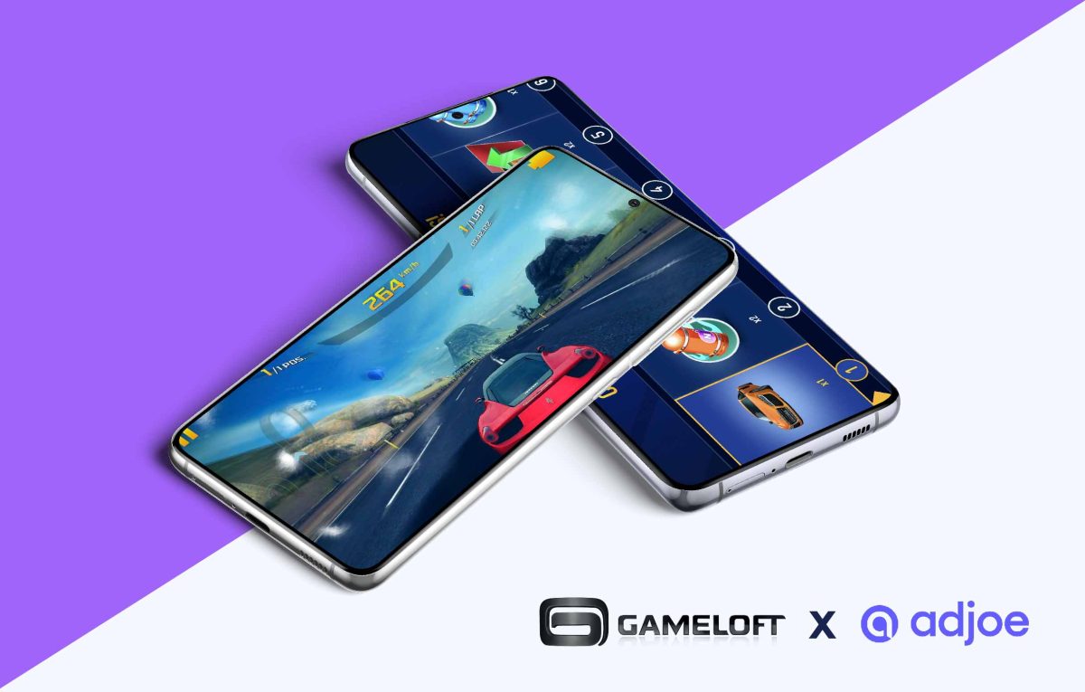 two phone screens on top of each other showing gameloft games