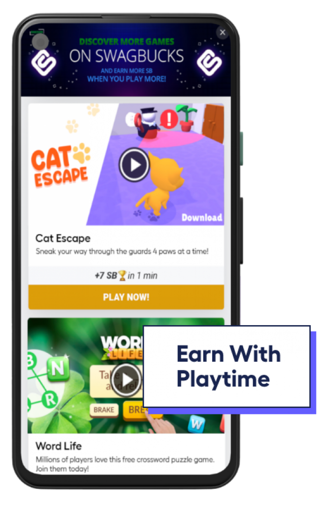 phone screen of app users earning money with Prodege apps with Playtime