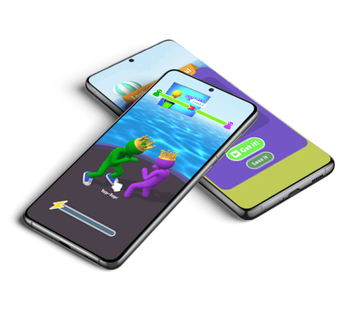 two phones on top of eachother showing TapNation apps