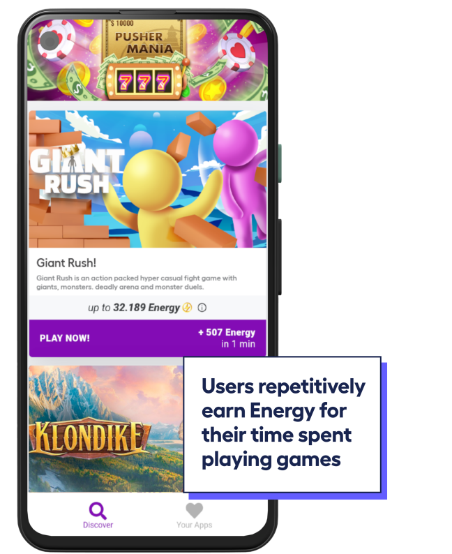 phone screen showing playtime offerwall in Tapnation app