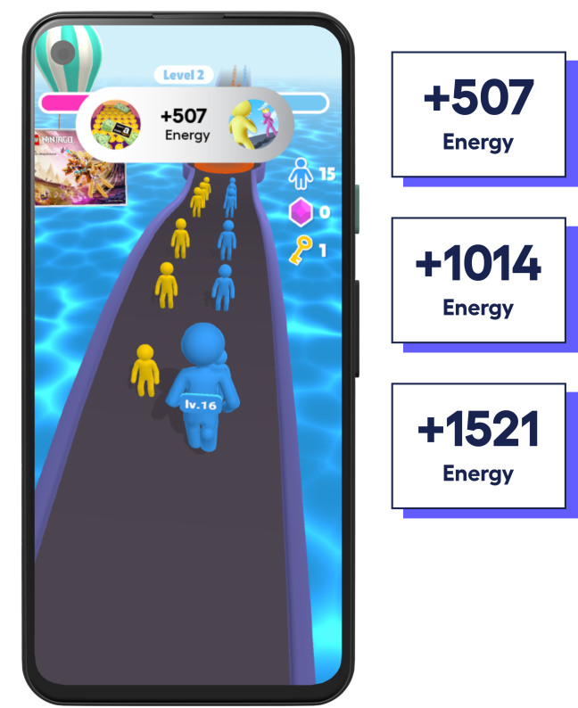 phone screen showing user playing advertiser game in Playtime