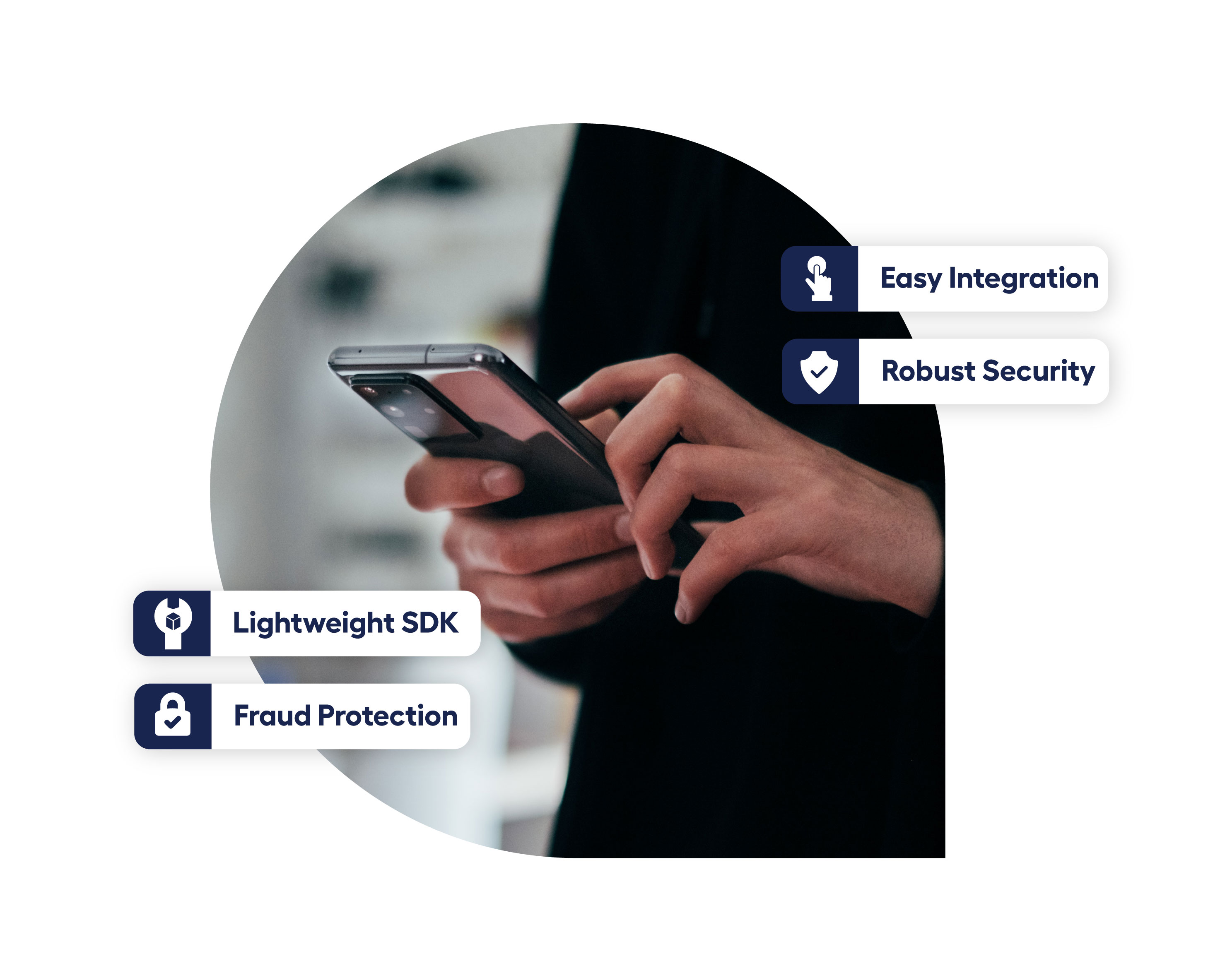 young person in black clothing holding a smartphone