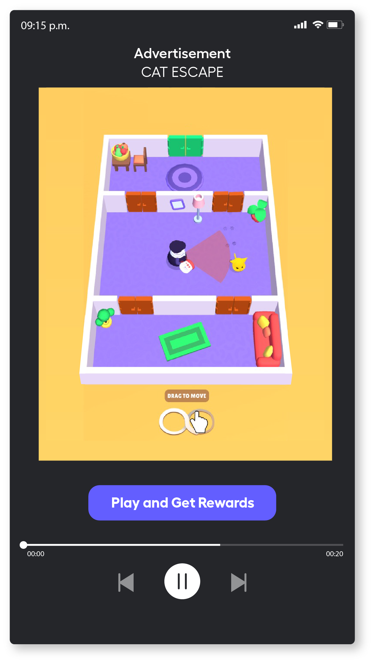 phone screen showing playable ad in subscription app