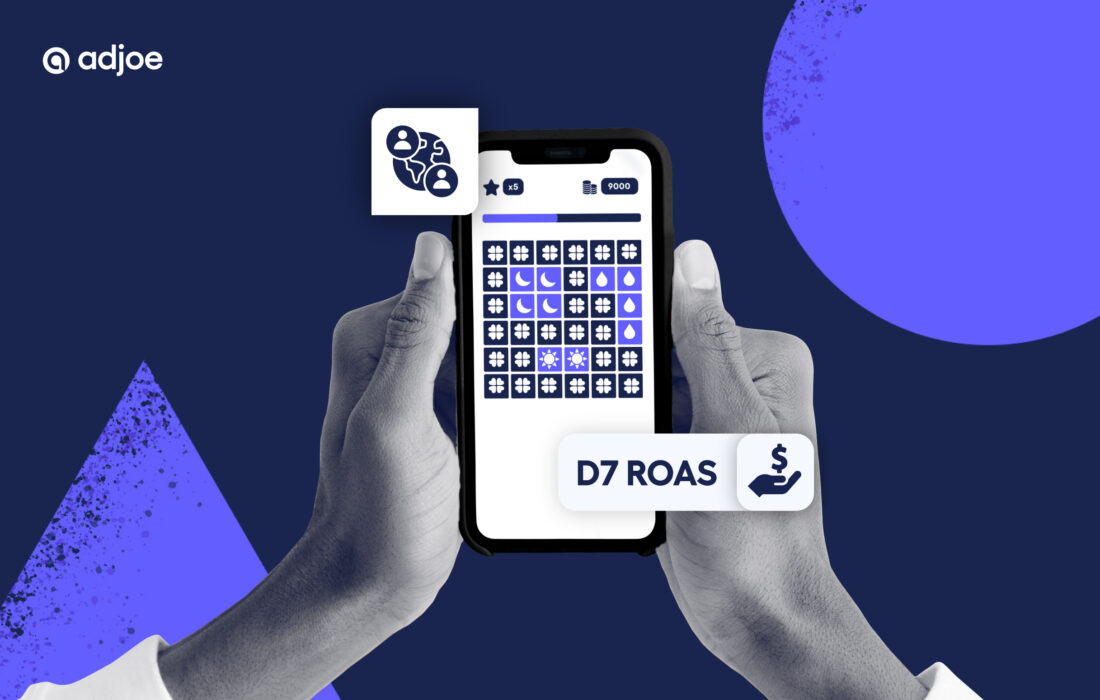 decorative image with an abstract phone screen showing a puzzle game