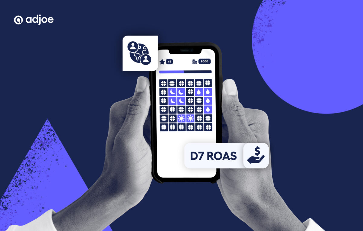 decorative image with an abstract phone screen showing a puzzle game