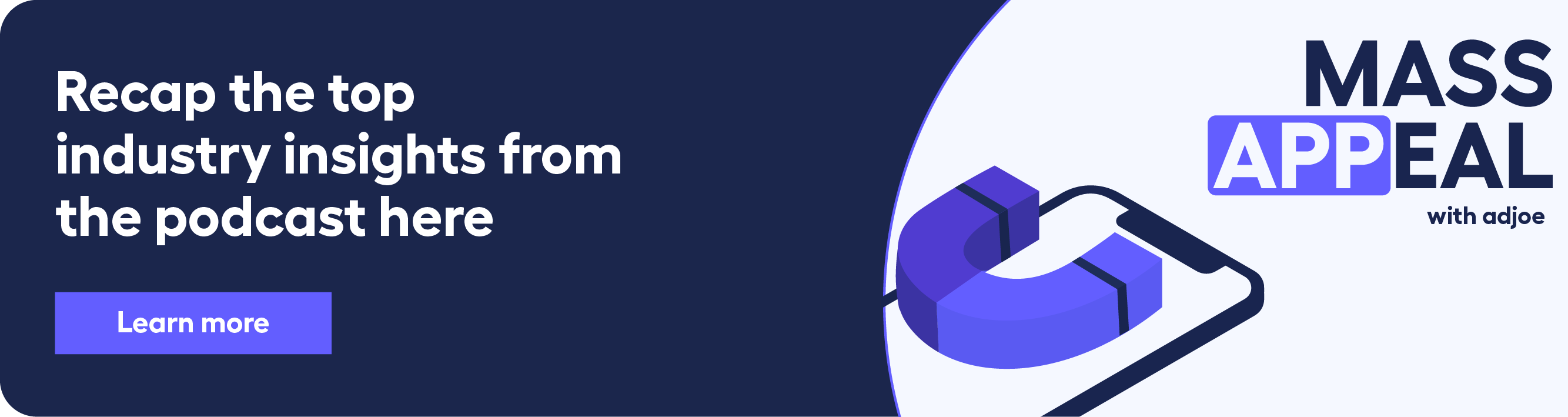 banner leading to mobile app podcast category page