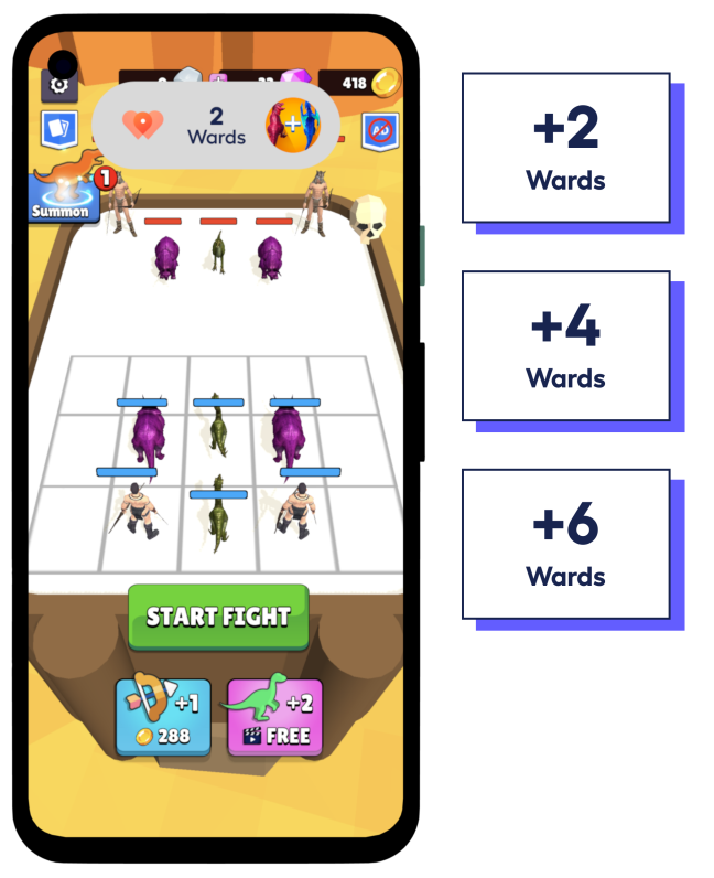 phone screen mockup showing homa games and earning rewards with playtime