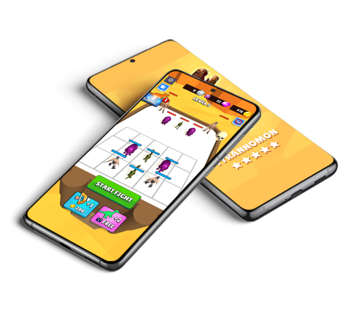 two phone screens showing homa games app on top of each other