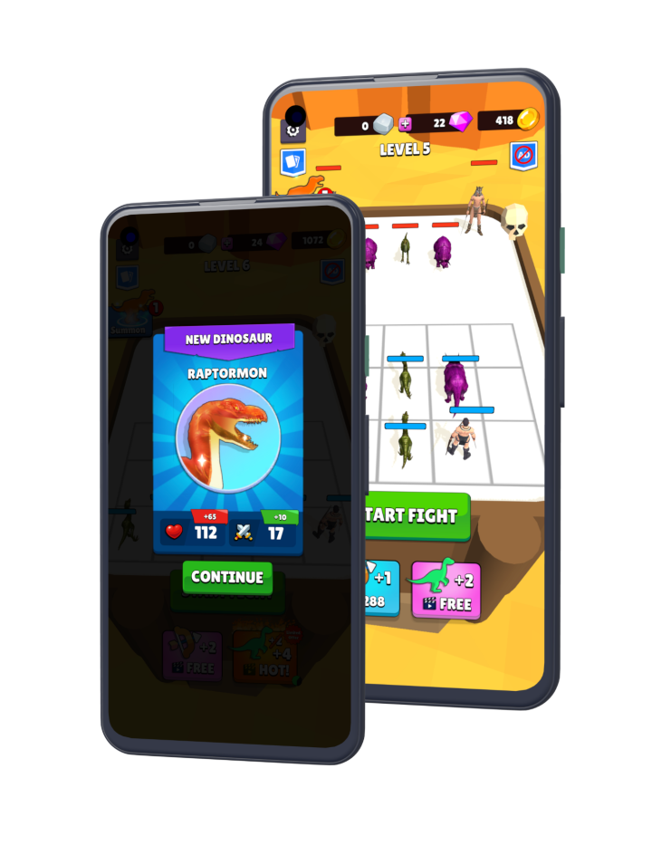 two phone screens on top of each other displaying app