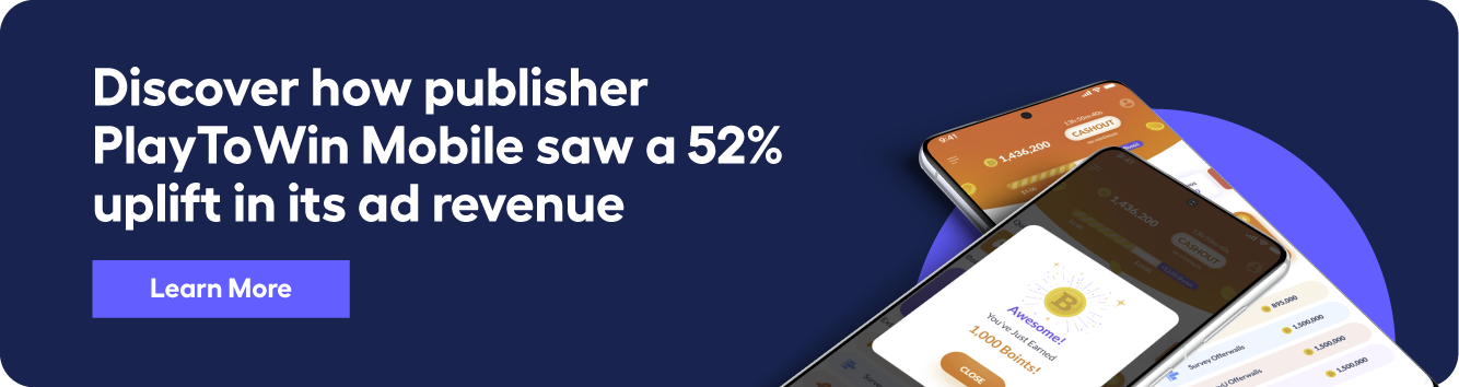 banner highlight Playtime's success with PlayToWin Mobile