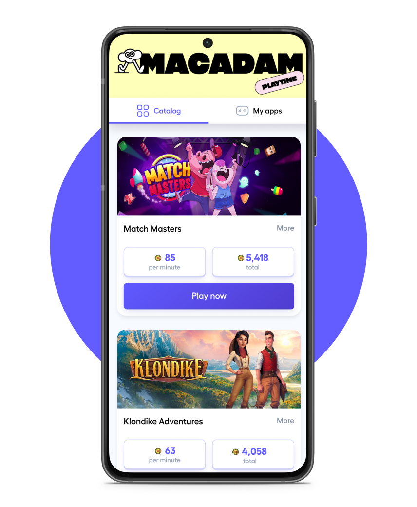 phone screen mockup with Playtime offerwall