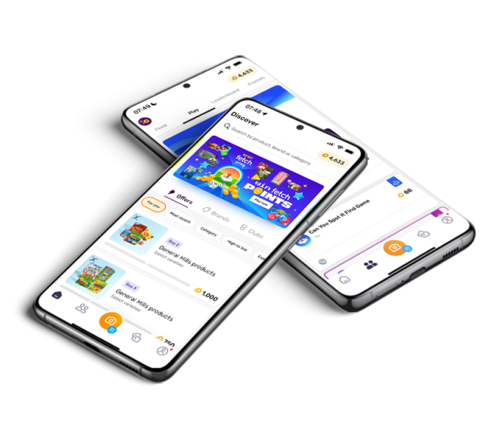 Two phones on top of each other with Fetch app