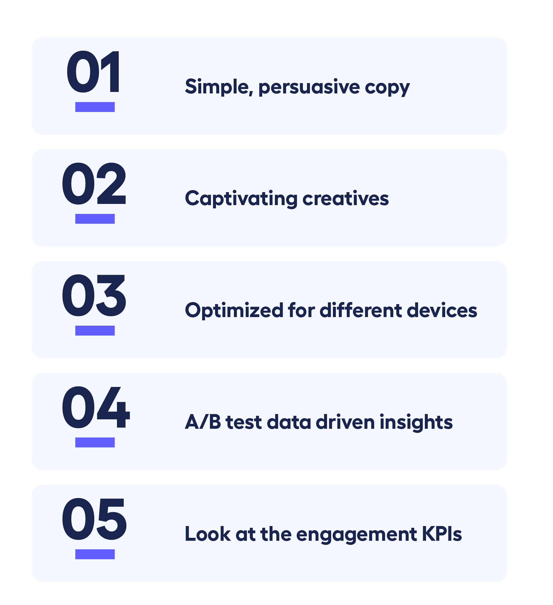 list of how to optimize mobile banner ads