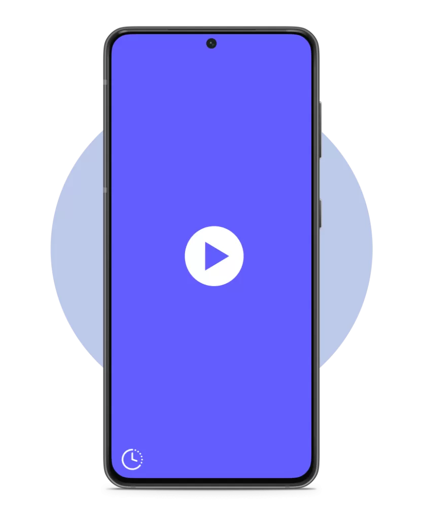 phone screen showing play button in the middle