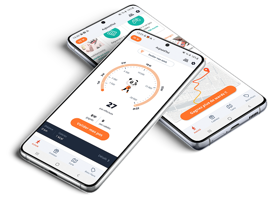 two phone screens of WeWard app showing steps taken